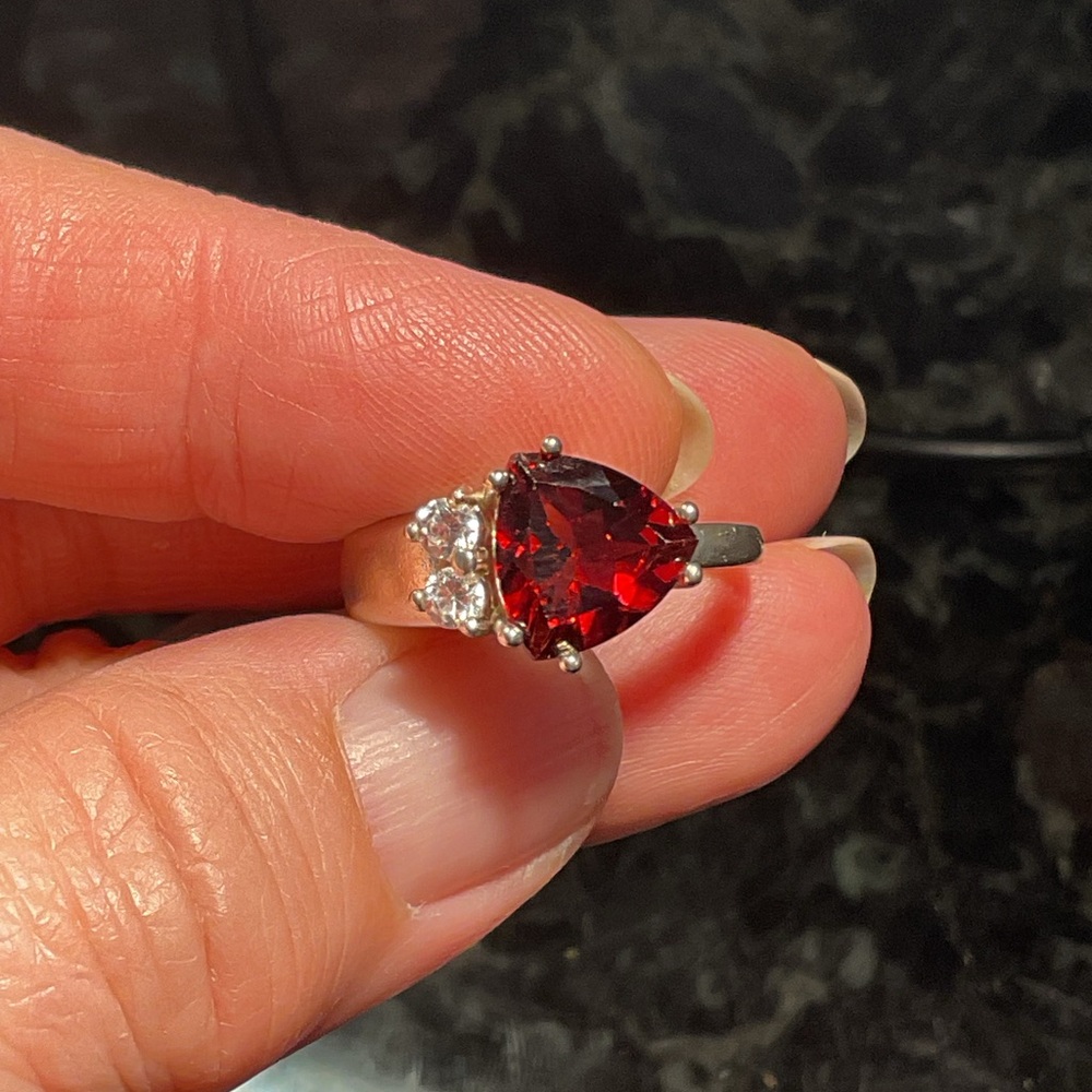 Almandine Garnet .925 Silver Unisex Ring - Picture 2 of 7